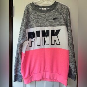VS PINK, size small, black, white, and pink oversized  lightweight sweatshirt